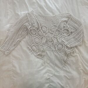 White Crochet Lace Cardigan